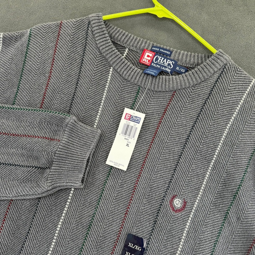 NWT Vintage 90s Deadstock Chaps Ralph Lauren Mens Chevron Striped Sweater XL
